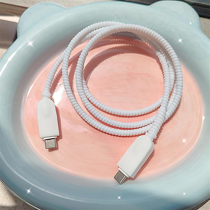 Cute Charger Cord Protector for iPhone Charger,Classic Clear Charger Cable Protector Wire Saver,Not Yellowing,Soft Frosted Phone Cable Protector Silicone Charger Cover,Cable Charger Protector