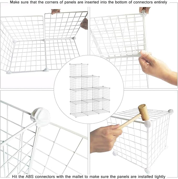 C&AHOME Wire Cube Storage, 9-Cube Organizer Metal, Wire C Grids Storage, Storage Bins Shelf, Modular Bookshelf, Closet Cabinet Ideal for Home, Living Room, Office 36.6”L x 12.4”W x 48.4”H White | Storage Bins Shelf, Modular Bookshelf Units, Closet Cabi...