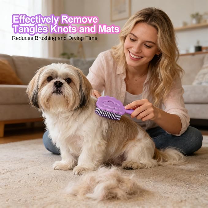 Cloud Shape Small Dog Grooming Brush - Perfect for Shih Tzus, Yorkies, and Maltipoos - Ideal Puppy Hair Brushes for Maltese and Small Breeds (Purple)