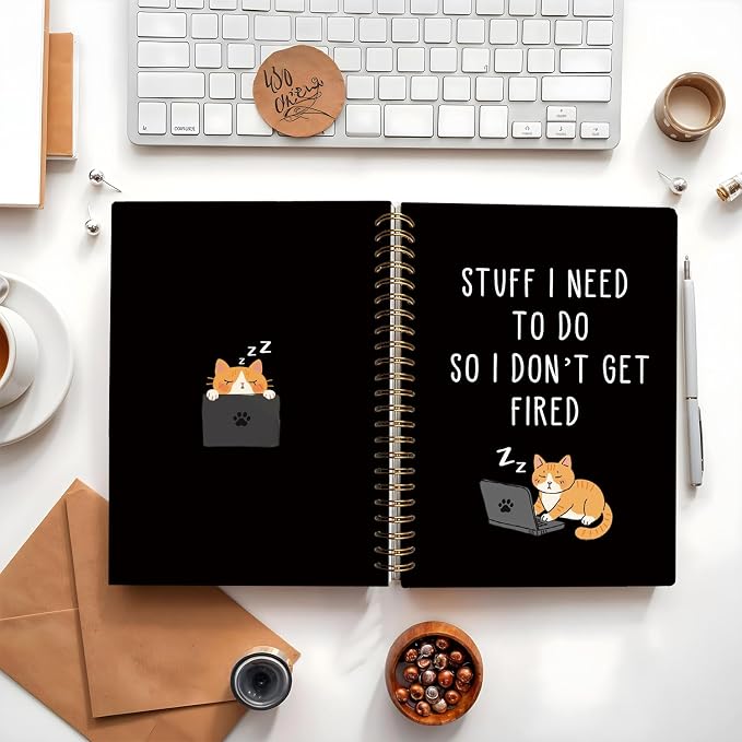 Cat Notebook Journal, Funny Notebooks for Work, New Job Gift | Stuff I Need To Do So I Don't Get Fired Notebook, Goodbye Gift for Coworker Leaving, Funny Gag Gift for Coworkers 5.5x8.3In