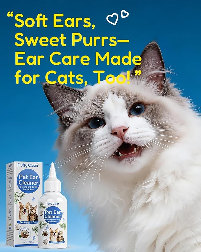 Ear Cleaner for Dogs & Cats - Gentle Non-Irritating Formula, Ear Cleaning & Care for All Ages, Removes Built-up Wax, Discharge, Dirt & Debris - 1.69oz Travel Size