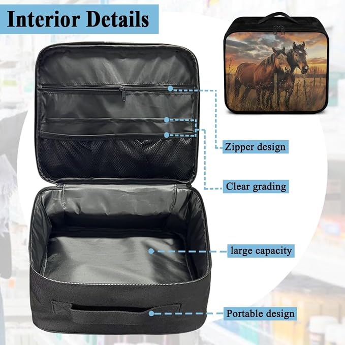 Rnyleeg Horse First Aid Kit Empty for Home Medical Kit for College Dorm Travel First Aid Bag Emergency Supplies Small Compact Bag for Men