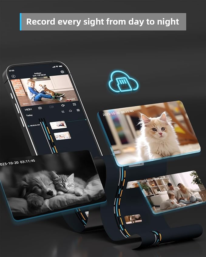 blurams Indoor Camera, 2K Pet Camera 360° Cameras for Home Security with Phone App, Motion Tracking, 2-Way Audio, IR Night Vision, Siren, Compatible with Alexa & Google Assistant