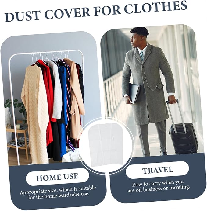 Healifty 2sets Transparent Garment Bags Clothing Covers for Storage Protects Against Wrinkles Pet Hair for Home Store Use Lightweight Convenient Design 2pcs*2
