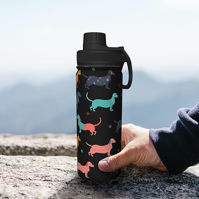 Dachshund Puppy Dog Water Bottle,18oz Sports Insulated Kettle for Cycling Gym Basketball Outdoor,Suitable as a Present