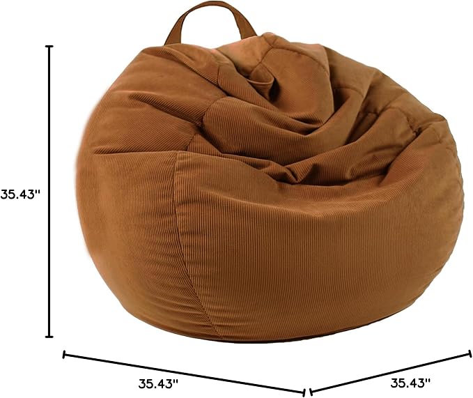 LPMOERA Stuffed Animal Storage Soft Bean Bag Chair Cover No Filler Caramel | Skin-Friendly,Portable,Wide Easy-Load Opening,Hidden Zipper,Decorative Organizer