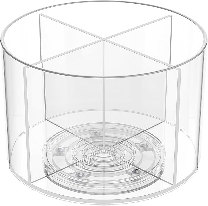 Divided Drink Packet Organizer, Rotating Turntable Organizer, Lazy Susan | Clear Lazy Susan, Water Drink Packet Holder, Rotating Storage Organizer for Powdered Drink Mix, Water Drink Packet Holder