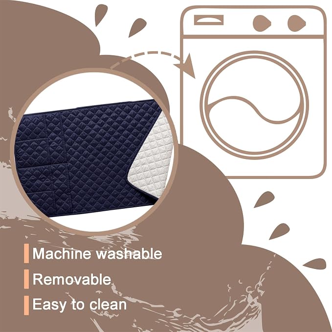 Water-Resistant Sofa Armrest and Headrest Covers with Side Pocket | Keep remotes close quilted polyester helps guard against wear, pet scratches, and kids' messes silicone backing adds grip