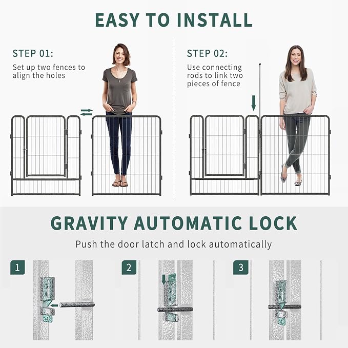 Musen Dog Playpen Indoor Outdoor, 16 Panels Dog Pen 32" Height Dog Fence Exercise with Doors for Large/Medium/Small Dogs, Portable Pet Playpen for Yard RV Camping, Hammer Paint Finish (Patent Pending)