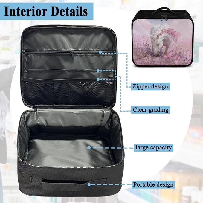 Rnyleeg Pink First Aid Kit Empty Butterfly Horse Print First Aid Bag for Home Travel Outdoor Emergency Medical Kit with Mesh Pockets Easy to Carry