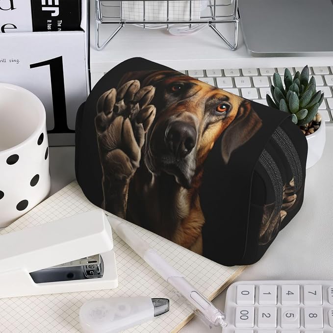 Dog Animal Pet Paw print Pencil Case Box Organizer,Large Capacity Portable Big Pencil Bags with Zipper for Office Home