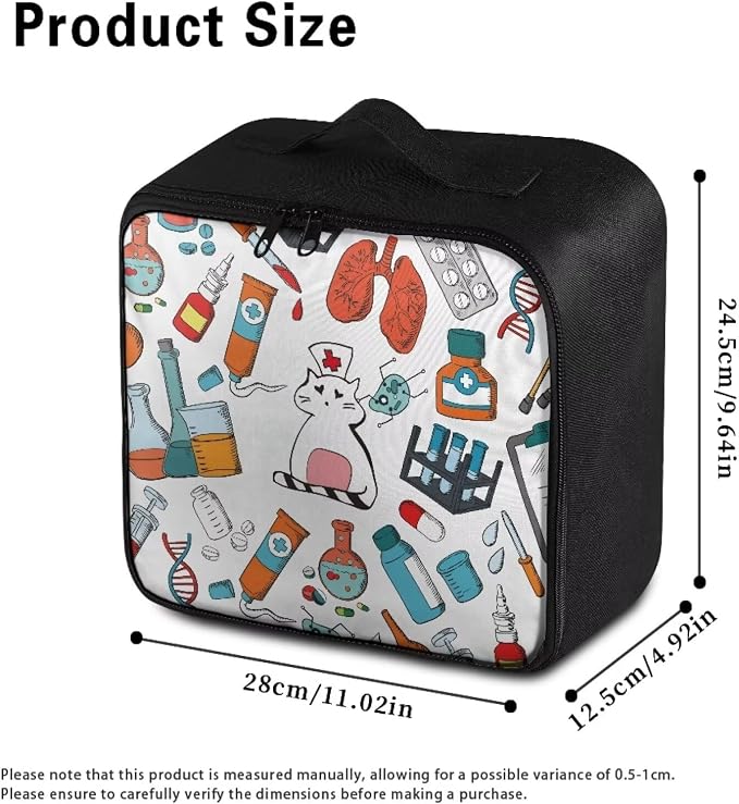 Nurses First Aid Bag Empty Travel Medicine Bag Pet Cat Medical Equipment Bag Cute First Aid Pouches Empty Medium First Aid Medical Kit Accessory Pouches Organizer Bag Zipper