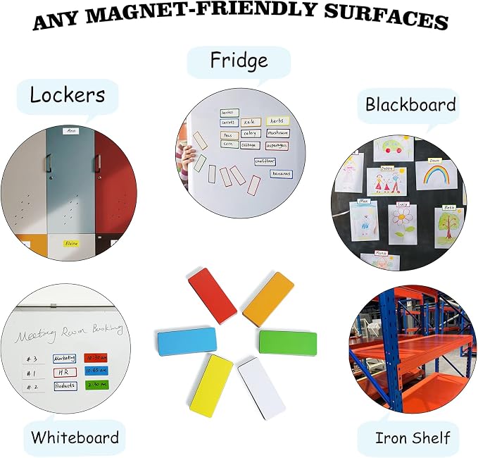 60 Dry Erase Magnetic Labels: 3"x1.2" Blank Name Plates, Name Tags, Strips Magnets - Perfect for Home, Office, School Organization