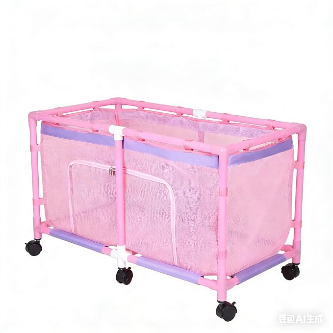 FIOBEE Toy Box for Girls Boys with See-Through Mesh & 360° Rotating Wheels | Kids Toy Chest Organizer, Stable Structure & Easy Install, Extra Large Storage Bin for Clothes, Ball, Pet Toys, Swimming Ring