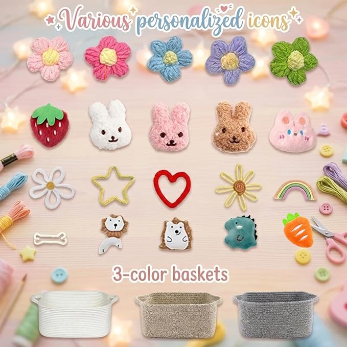 Personalized Woven Gift Basket Empty for DIY Hampers | Custom Embroidered Name Storage Bin for Baby Nursery, Pet Toys - Diaper Caddy Organizer - Cotton Rope Cats Bed