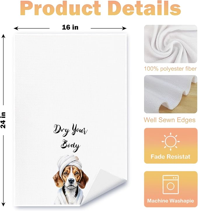 Funny Beagle Dog Hand Towels for Bathroom Washroom, Gifts for Beagle Lovers Women Men, Dog Bathroom Decor, 16x24 Inch Set of 4