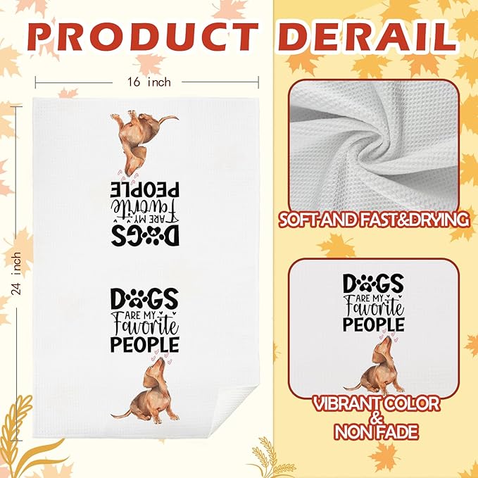 SPBL&L Dachshund Decor Kitchen Towels Set of 4, Dachshund Gifts for Women, Weiner Dog Hand Dish Towels for Kitchen Bathroom Decor, 16x24 Inches