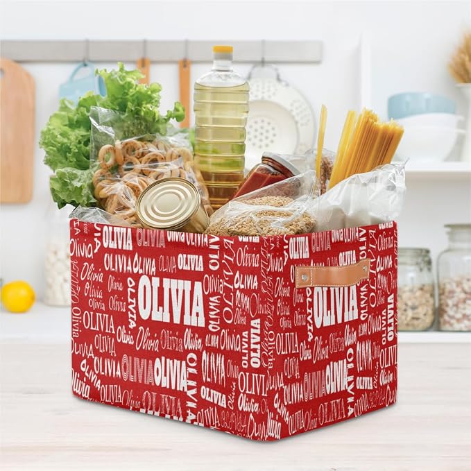 Custom Rectangle Storage Basket Perfect for Rooms/Playroom, Red Color | Organizing Boys Girls Pets Toys Closet Shelf Clothes Books
