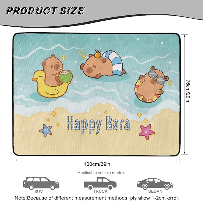 Universal Cargo Liners Rear Happy Capybara Car Trunk Mats All Weather Trunk Protection Cargo Liner Suitable for Most Cars SUVs, Non Slip, Dustproof