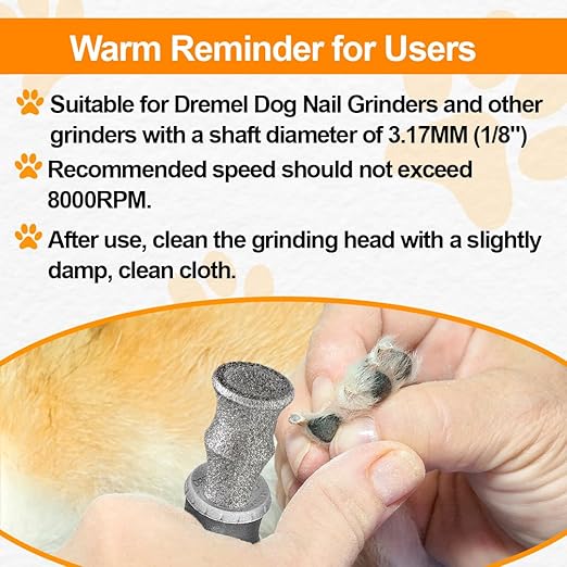 Diamond Rotary Pet Nail Grinder Bits Dog Nail Grinder Replacement Head -2PCS 1/8" Replacement Grinder Wheel for Animals Nail Care(B)