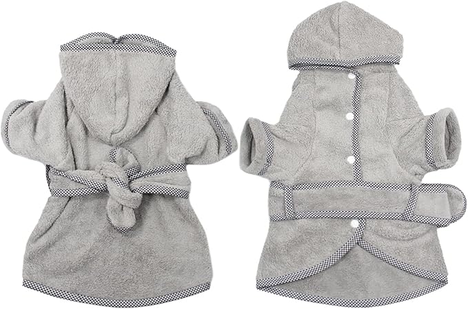 Dog Bathrobe, Microfiber Fast Drying Absorbent Hooded Bath Towel White for Puppy Small Medium Large Dog Cat (3XL, Gray)