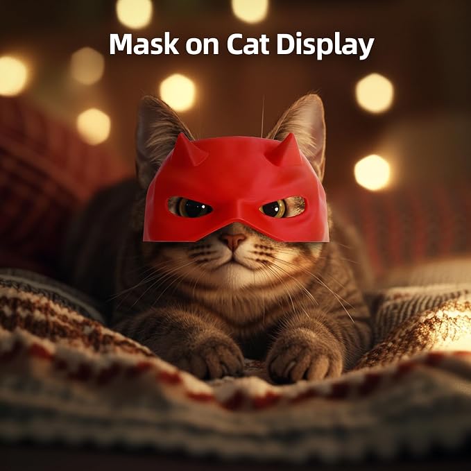 Yipintang Cat Bat Mask Halloween Costumes Accessories for Cats, Cat Bat Cosplay Apparel (Medium, Red Devil)