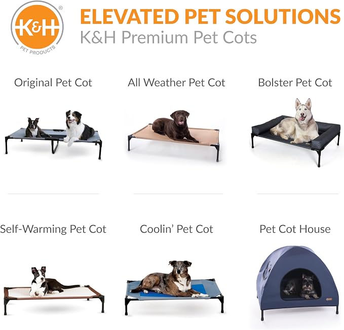 K&H Outdoor Elevated Dog Bed, Cooling Raised Dog Bed, XL 50x32in, Green | Pet Cot for Large & Extra Large Pets, Breathable Mesh 360 Hammock Design, Indoor/Outdoor Washable Cover, Portable Metal Frame