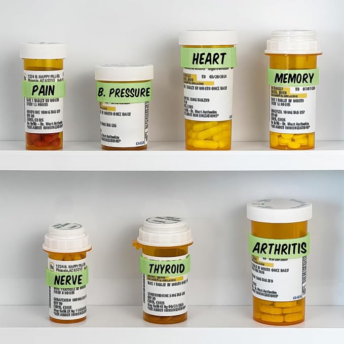 20 Pack Medicine Bottle Label Clips for Easy Medication Identification - 20ct Multipack with Marker (Pistachio)