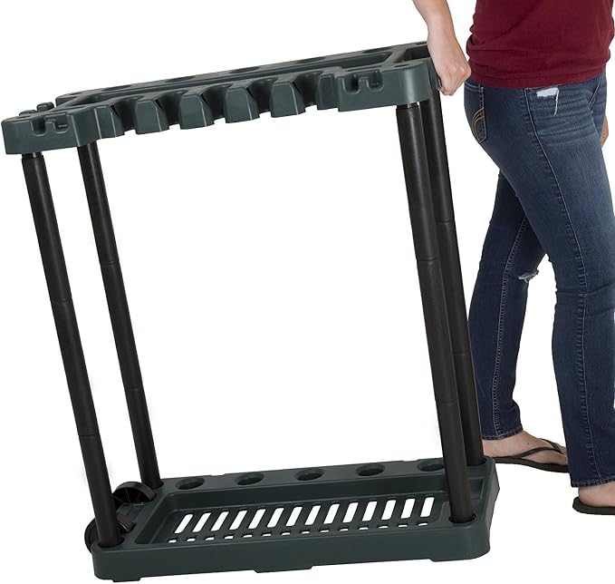 Garden Tool Organizer - Utility Rack, Holds Yard Tools - Garage Organizers and Storage Home Essentials by Stalwart - 40 Yard Tools, UNIT | Rolling Utility Cart with Wheels - Garage Organization and Storage Home Essentials
