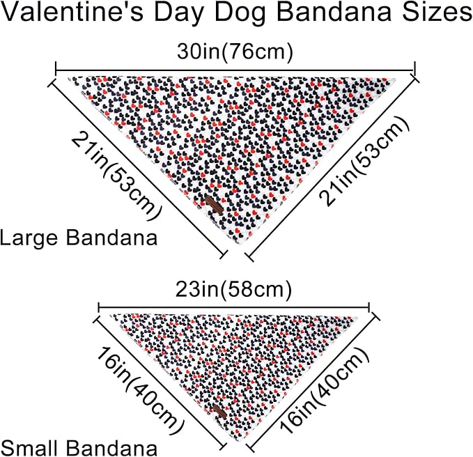 Valentine's Dog Bandana, UP URARA PUP Soft Cotton Adjustable Pet Scarf for Small, Medium, and Large Dogs, Cute and Comfortable Dog Accessory,L