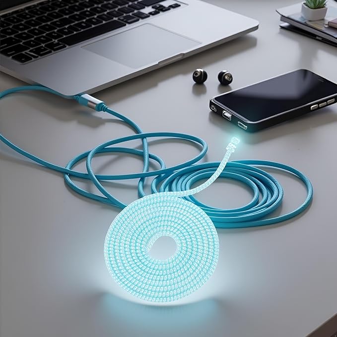 Spiral Cable Protector,Chargers Data Cable Protect Sleeve,Headphone Cable Saver for Phone Earphone USB Data Cableor for Prevent Pets from Biting The Cable Sleeves Cord Management (Laser Blue)