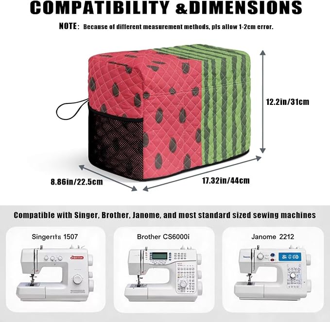 Sewing Machine Cover Polyester Febric Watermelon Fruit Stripe | Dust Pet Hair Protection,Quilting Design,Fits Standard Singer,Brother Janome Machines,Protecting Decorating Your Sewing Space