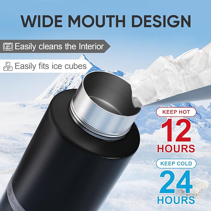 Dog Dad Gift, Insulated Dog Water Bottle with Travel Bowl, Men Christmas, Birthday for DogLover, Portable Water Bottle Dispenser, Accessories for Car, Camping, Outdoor, Detachable (DogDad-Black)