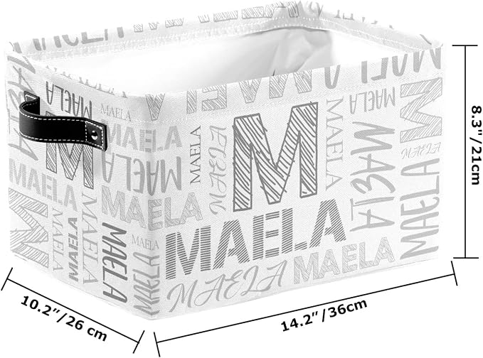 Foldable Personalized Storage Box for Boys Girls with Name Waterproof Kids Custom Storage Bin Baskets Cube Boxes Organizer with Handles for Organizing Shelf Closet, 1 Pack