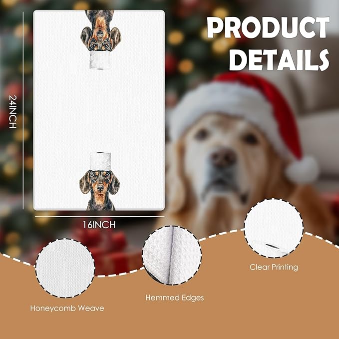 Funny Dachshund Bathroom Decor Hand Towels Set of 3, Dachshund Mom Gifts, Gifts for Dachshund Lovers, Kids Dog Bathroom Decor, 16x24 Inch