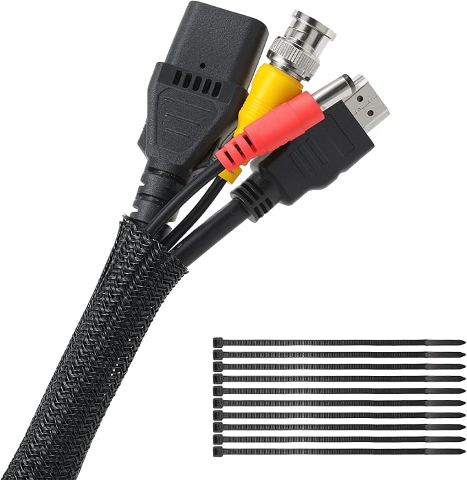 Yecaye 30ft - 1/2 inch Cord Protectors from Pets no Chew, Black | Split Cable Management Sleeves, Wire Loom Tubing for TV USB Cord Protector, Cord Covers for Pets Bite-Resistant