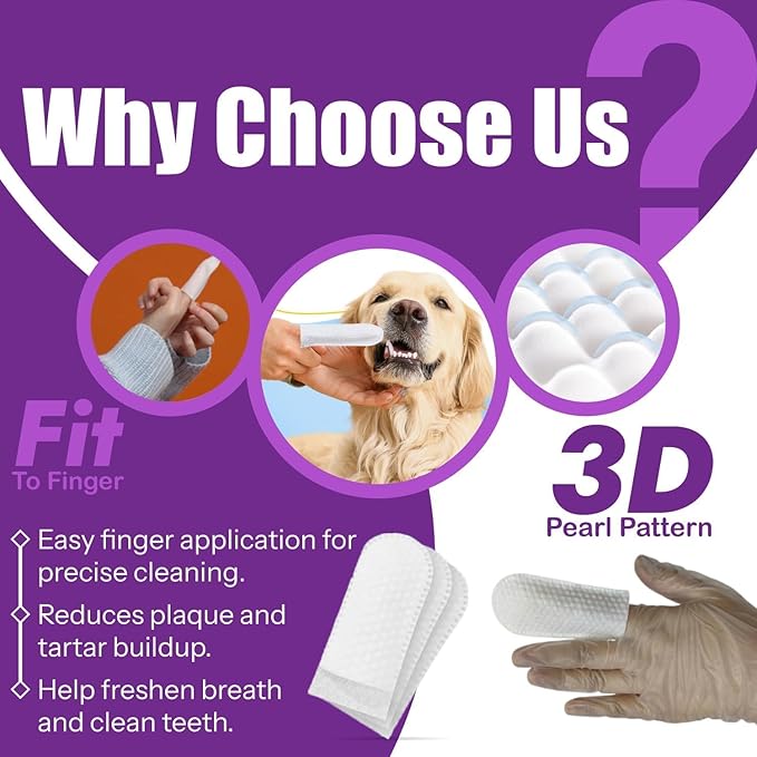 DEVO-T 100% Natural Dog Teeth Cleaning Wipes Unscented | 50 Count | Pet Teeth Cleaning Finger Wipes for Dogs, Cats & Horses | Remove Bad Breath, Plaque & Tartar Buildup | Dog Dental Wipes Finger