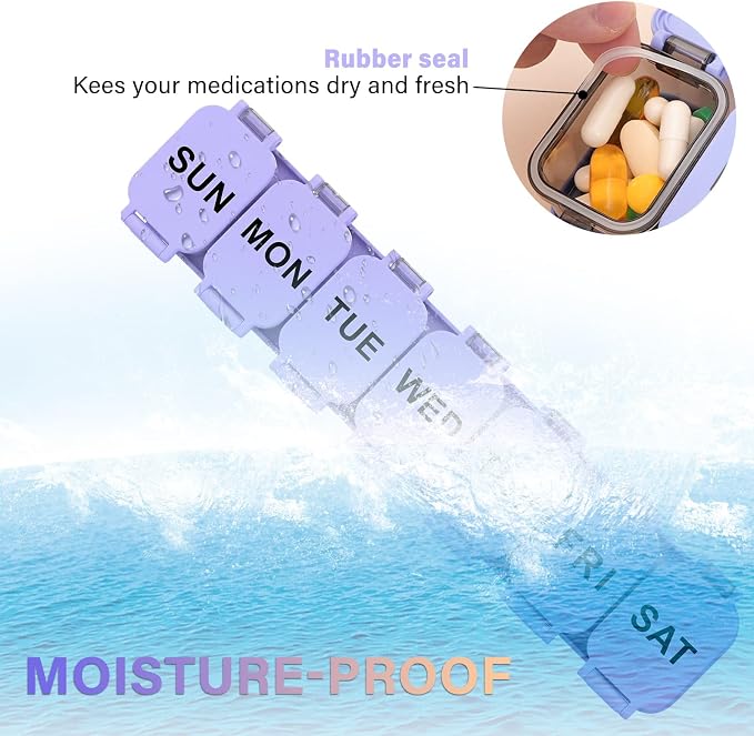 Extra Large Weekly Pill Organizer with 7 Detachable Compartments | XL Pill Organizer, Portable Medicine Pill Organizer for Supplements, Daily Pill Case for Home and Travel