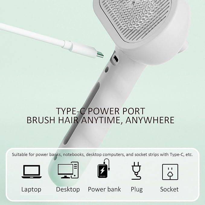Fur Shower Brush for Cat & Dog, 3 in 1 Self Cleaning Steamy Pet Brush, Cat & Dog Steam Brush, Pets Spray Hair Removal Comb - Anti-Static, Dog Grooming Tool with Steam | Skin-Friendly Design (White)
