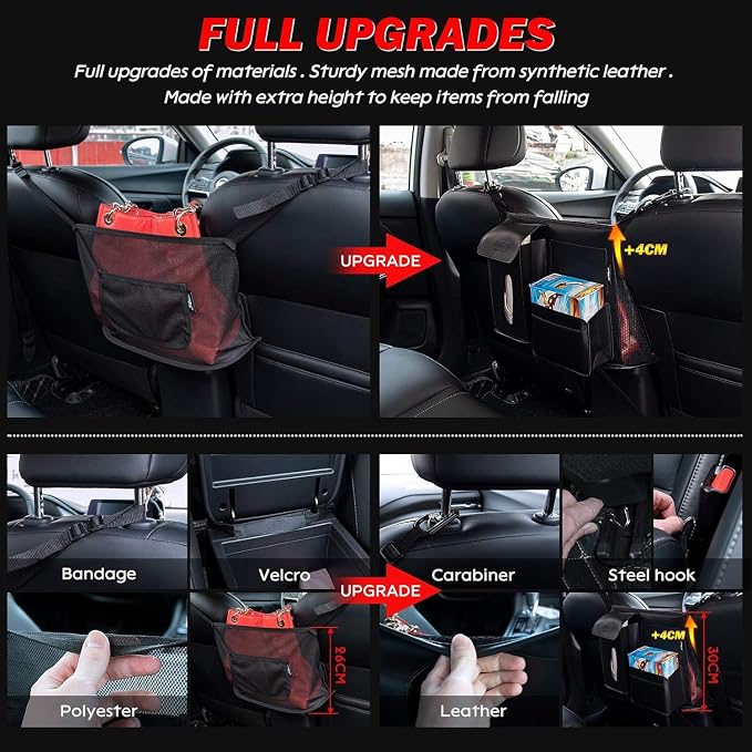 eing Car Seat Back Organizer, Net Purse Hangbag Holder for Car, Auto Driver Or Passenger Accessories Organizer, Vehicle Console Caddy, Personal Travel Cooler Storage Bag for Pet Kids Adults, Black