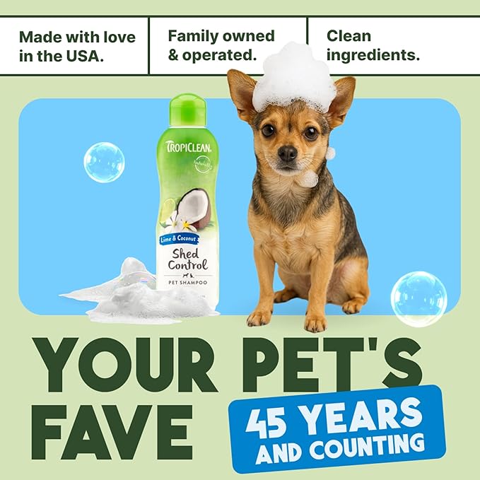 TropiClean Deshedding Dog Shampoo, Professional Dog Shampoo, Fast-Acting Shedding Control, Puppy Safe, Made in USA, Lime & Coconut Scent, 1 Gallon