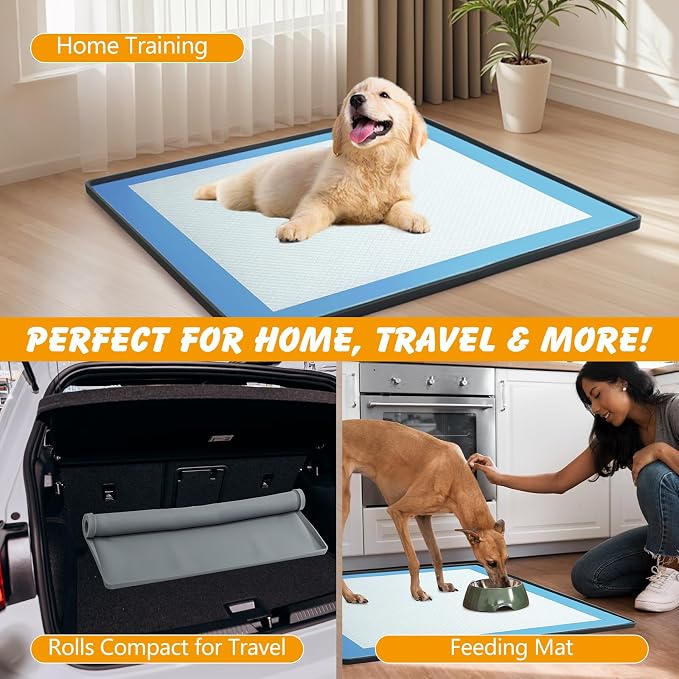 ondware Silicone Dog Pee Pad Holder for 27 x 27 in Pads, Leak-Proof Tray | Raised edges, non-slip base, waterproof silicone, easy clean, portable for home or travel
