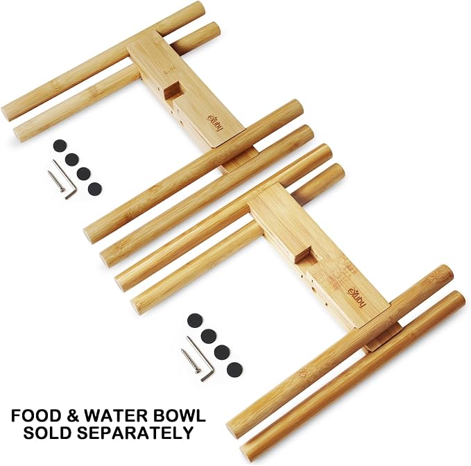eXuby - 2-Pack Adjustable Dog Bowl Stand for Large Breed dogs - Keeps Your Dog Comfortable While Eating or Drinking - Perfect Height of 14" - Expands to 11.25" - Bowls Sold Separately