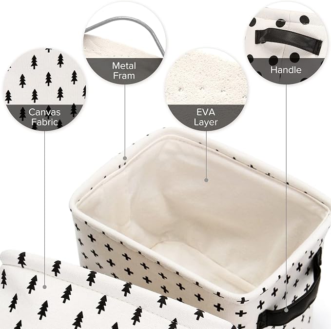 Sea Team Collapsible Fabric Storage Cube Bins Organizer with Handles | Canvas Storage Baskets for Closet Shelf Organization and Organizing Solution, 7.9 x 6.3 x 5.9 Inches, Black, 4-Pack