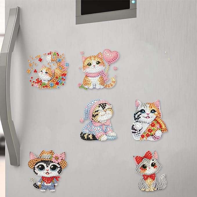 20pcs Cat 2D/Flat Acrylic DIY Diamond Painting Magnets Food DIY Art Fridge | Fridge Magnets 20 Pieces Diamond Painting Kit 2D Acrylic PET Magnetic Food Series DIY Art Home Car Decor Beginners Gift