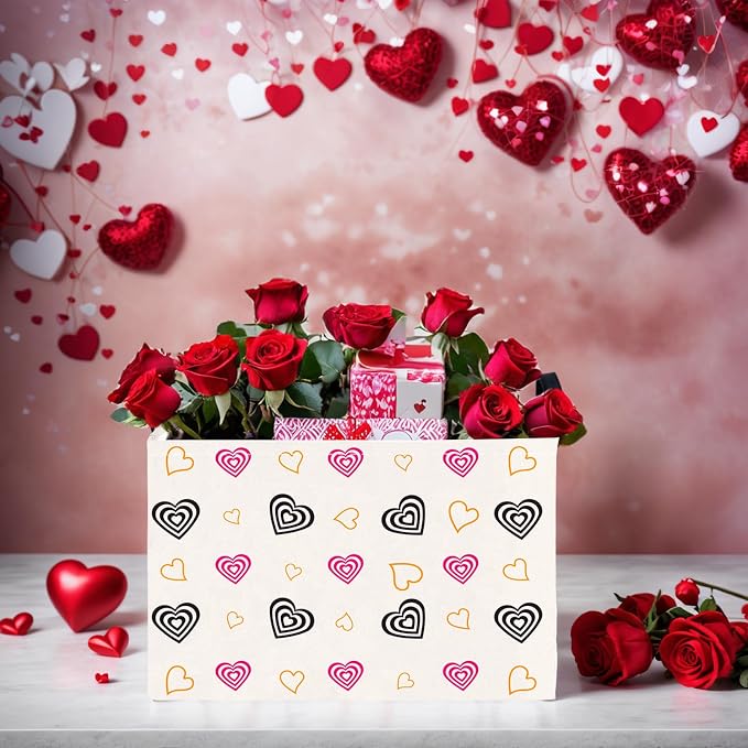 Valentine's Day Basket Gift for Empty Cute Heart Large Storage Bin for Kid and Baby Room Décor (Red and Black)