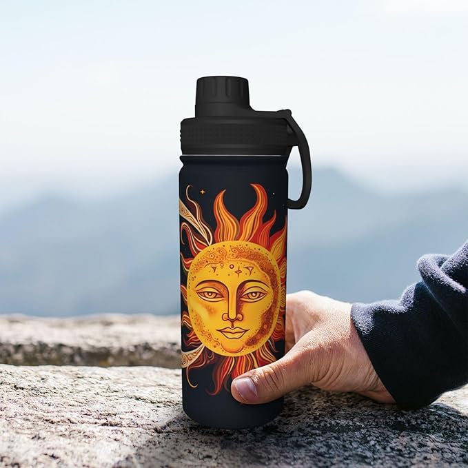 Sun Moon and Stars Water Bottle,18oz Sports Insulated Kettle for Women Men, Suitable as a Present