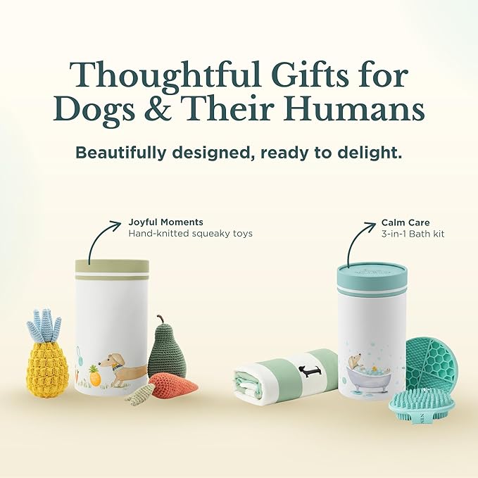 Nina Woof Bath Kit for Dogs & Puppies – Grooming Set with Recycled Polyester Towel, Silicone Brush & Lick Mat – Stylish At-Home Dog Bath Kit, Perfect Dog Gift