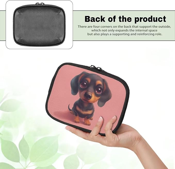 Pet First Aid Kit for Dogs Travel,Cute Dachshund Dog Pink Pet Emergency Survival Kit for Dogs,Empty First Aid Bag Small Medicine Bag First Aid Pouch with Zipper