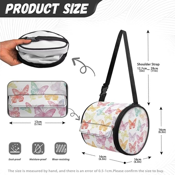 Hanging Paper Tower Holder Wall Mounted Cylinder Toilet Paper Roll Storage Holder with Adjustable Strap Easy to Install 6.3 * 6.3 * 6.3 Inch,Butterlies Silhouette